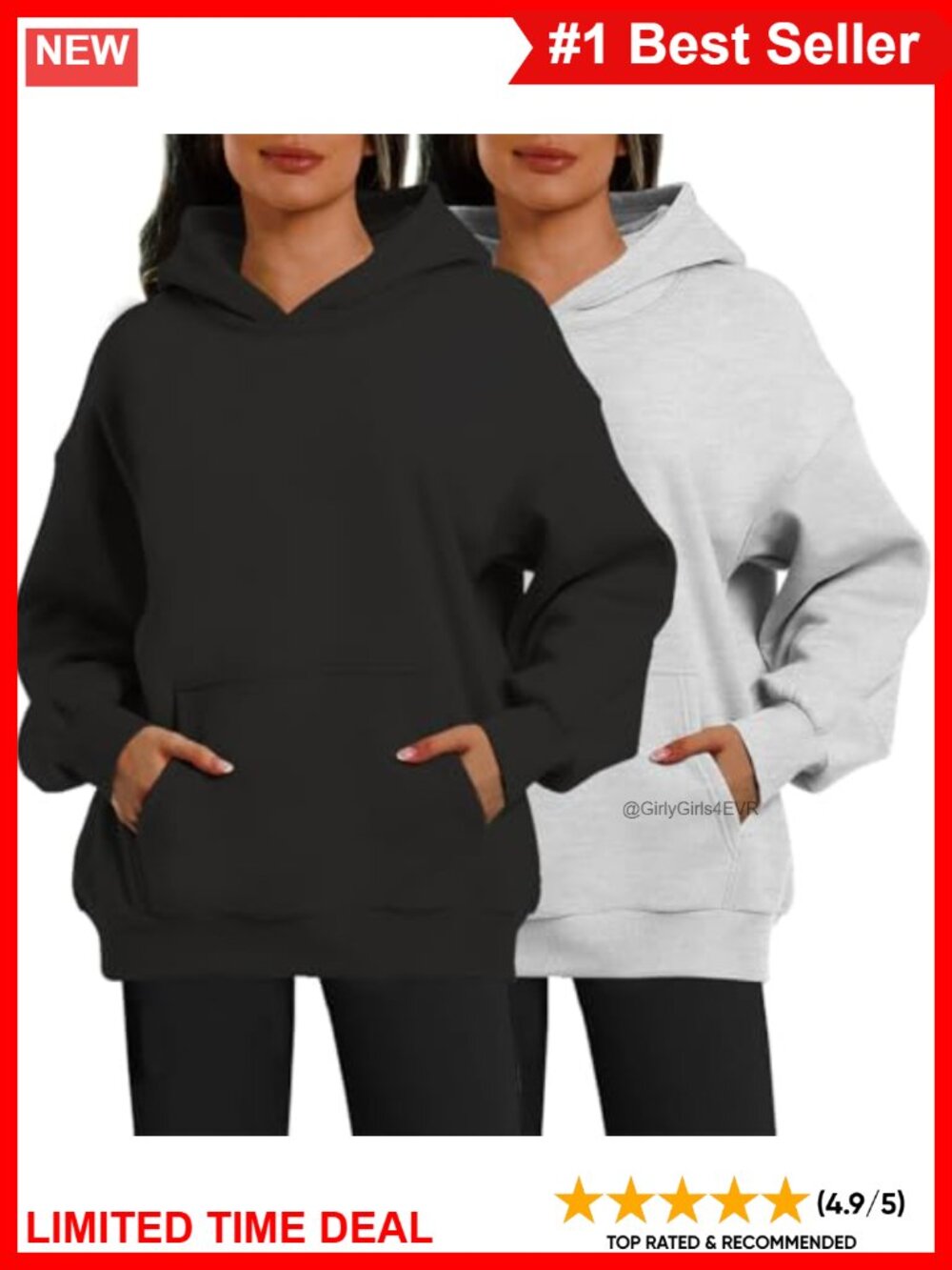 Oversized Fleece Hoodie Sweatshirt Pullover Long Sleeve Women's Casual